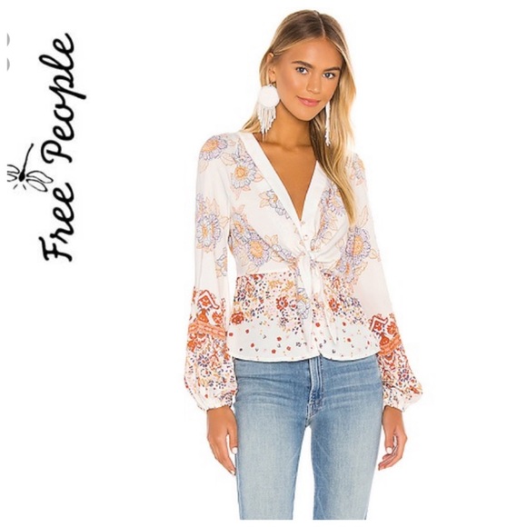 Free People Tops - ⬇️🔥SALE NWT FP Run Free Blouse in Ivory Print